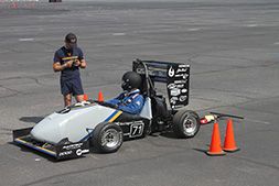 Evan Cole waits for the start or the endurance race at the 2021 FSAE Competition