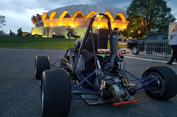 Driving the 2017 Mountaineer Racing Formula SAE® race car at the WVU Coliseum at twilight